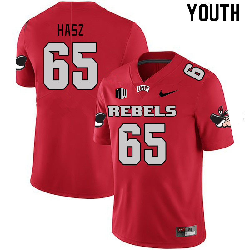 Youth #65 Jack Hasz UNLV Rebels 2023 College Football Jerseys Stitched-Scarlet